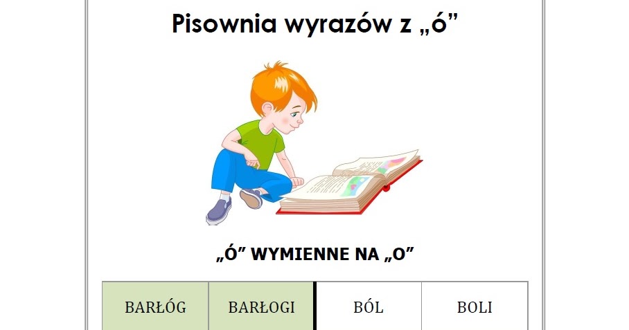 Wyrazy Z O Wymiennym Na O A E BLOG EDUKACYJNY DLA DZIECI: WYRAZY Z "Ó" WYMIENNYM NA "O"