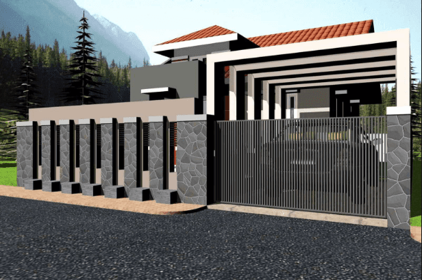 Download Minimalis Modern Model Pagar Tembok Rumah Minimalis Type 36 Gif
