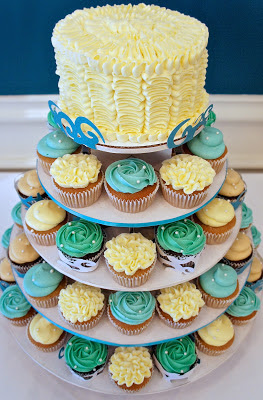 Beach themed wedding cupcake tower