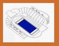 drawing of football stadium with blue rectangle for field