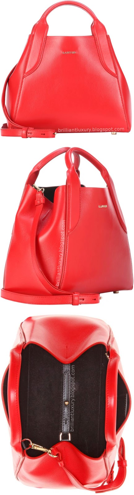 Brilliant Luxury ♦ Lanvin small red cabas leather tote bag