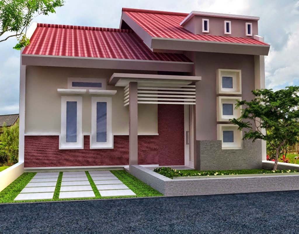 14 Rumah minimalis warna cat merah bata