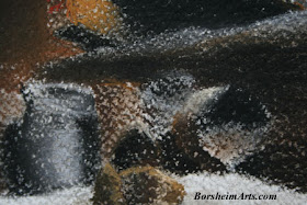 Detail of high textured watercolor paper - pastel painting Tuscany