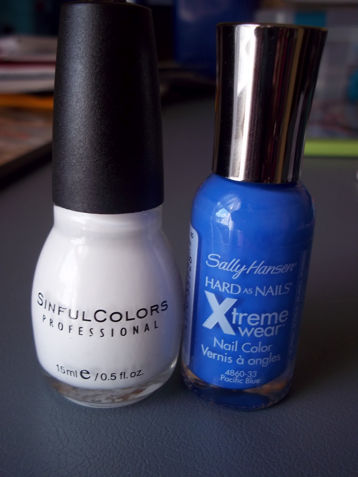 Nail Polish Goddess: Cloud nails! Sally Hansen Pacific Blue and Sinful ...