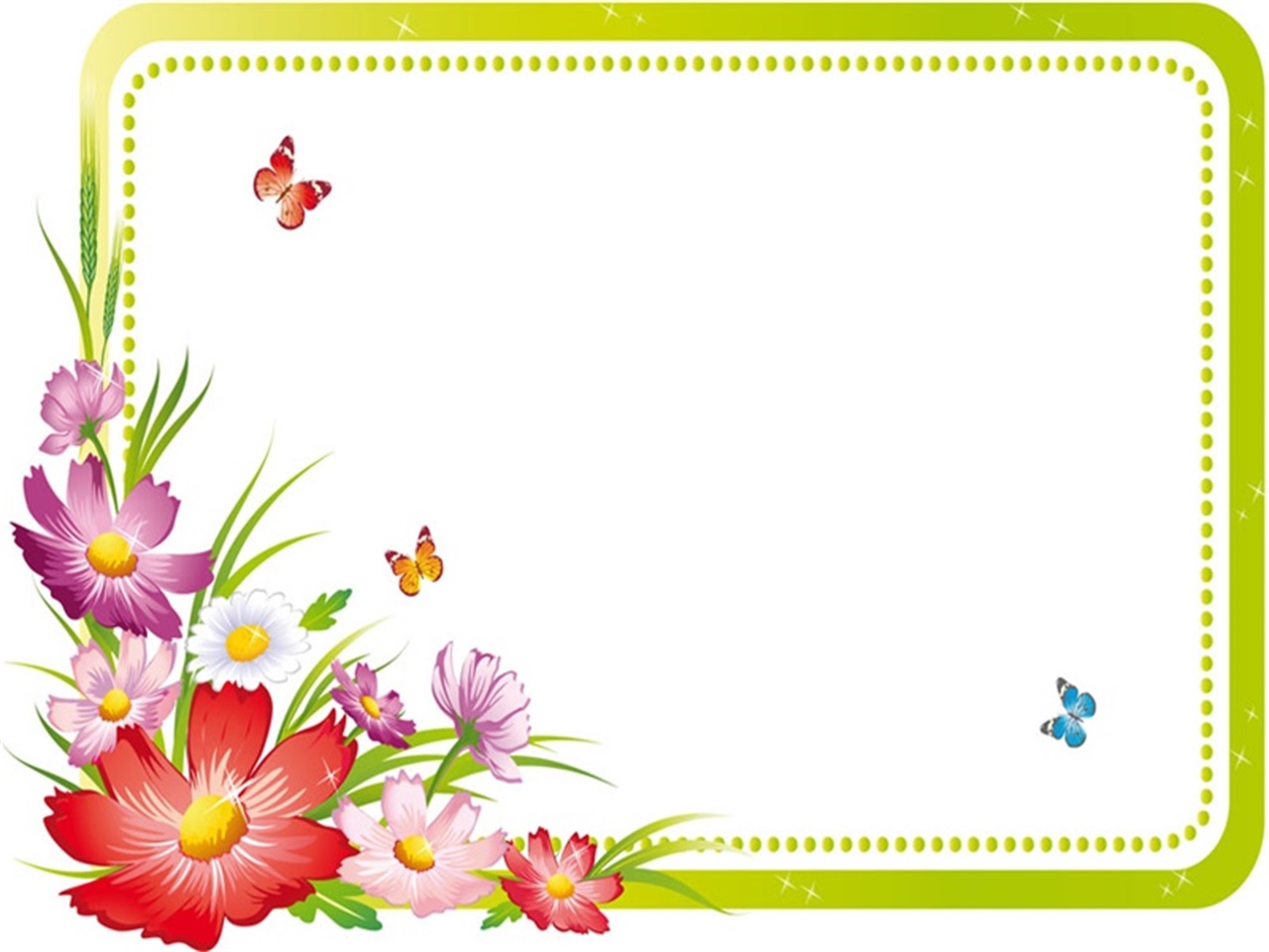 green leaf and flower border PPT background green leaf and flower border PPT background