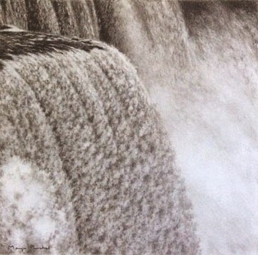 Charcoal painting of Niagara Falls by Manju Panchal