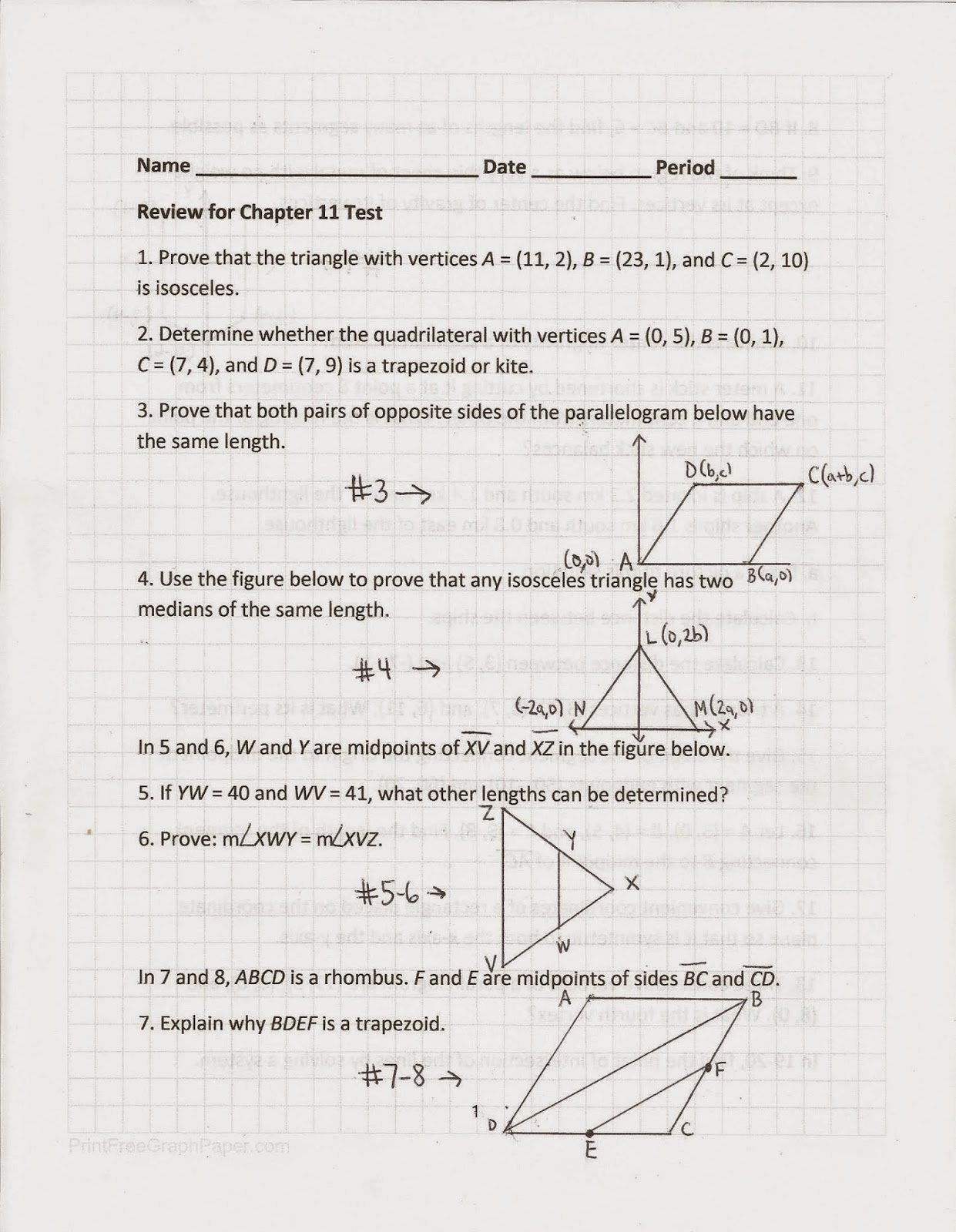 Geometry, Common Core Style Review for Chapter 1112 Test (Day 101)