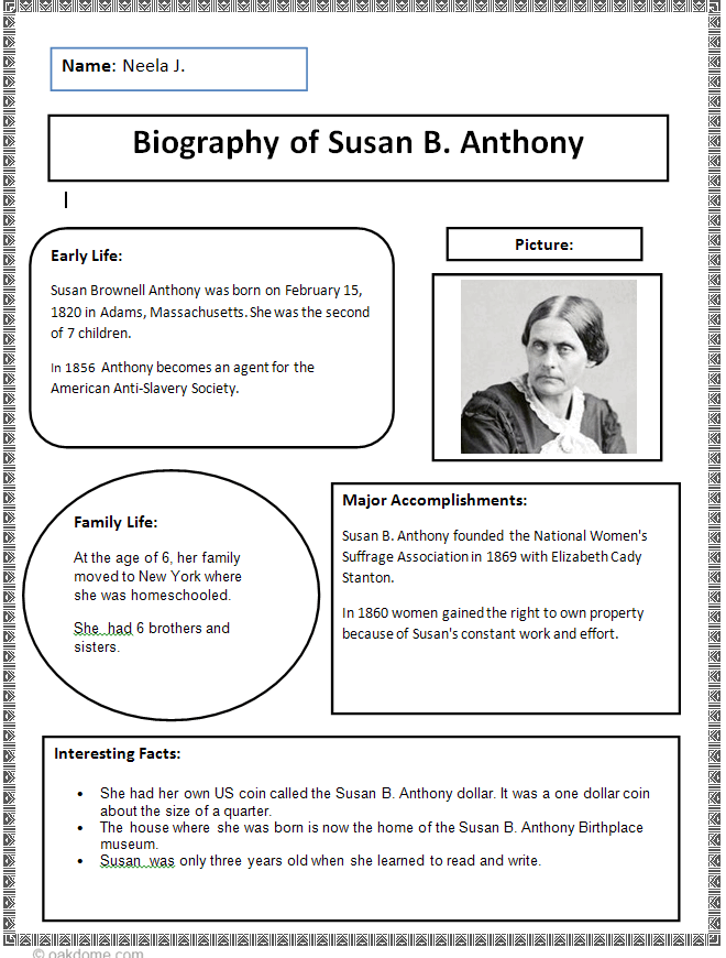 online biography template