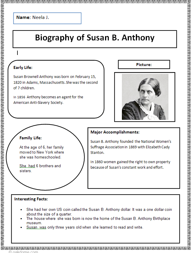 biography card template