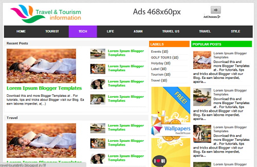 Travel and Tourism Blogger Template