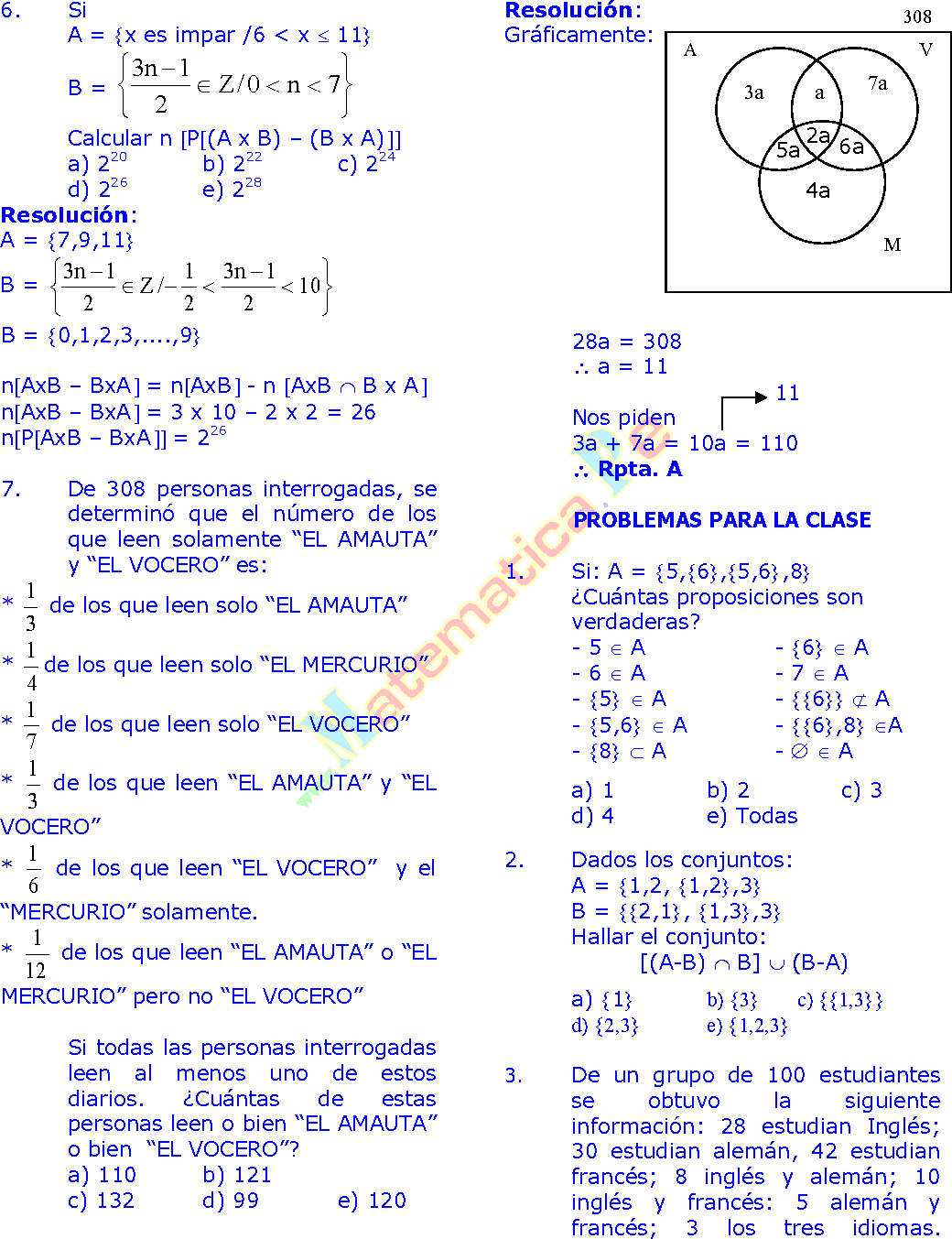 DIAGRAMAS DE VENN EJERCICIOS RESUELTOS DE ARITMÉTICA PREUNIVERSITARIA PDF