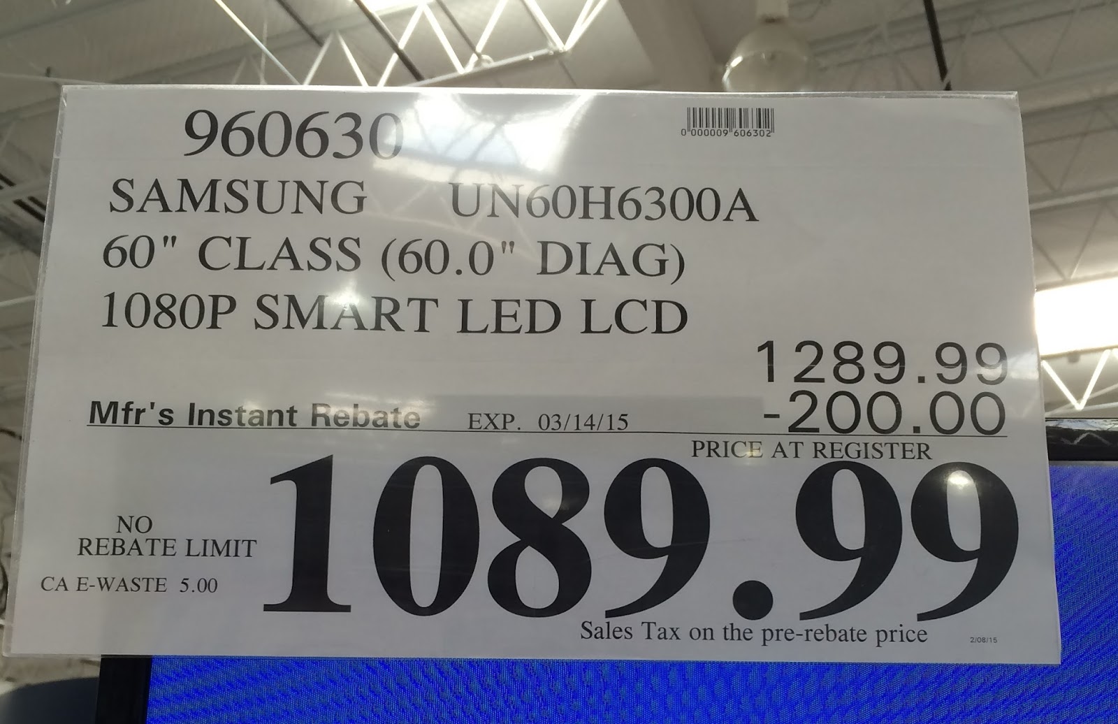 Samsung Un60h6300 60 Inch 1080p Led Lcd Hdtv Costco Weekender