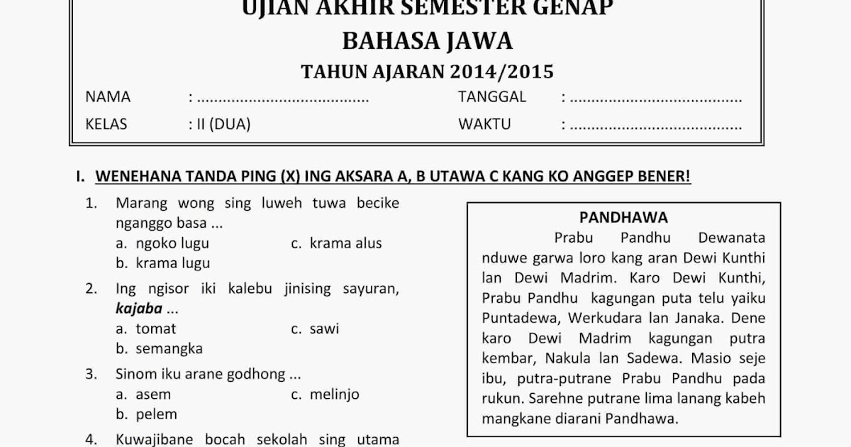 Soal Usbn Bahasa Jawa Sma 2019