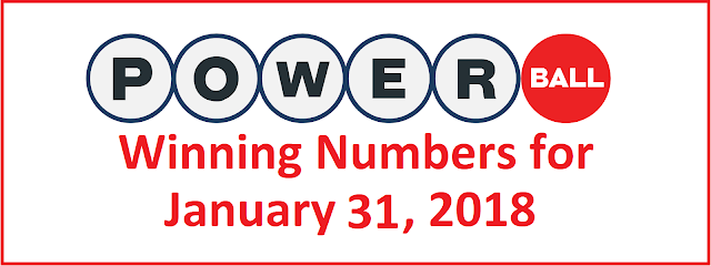 Powerball Winning Numbers for Wednesday, 31 January 2018