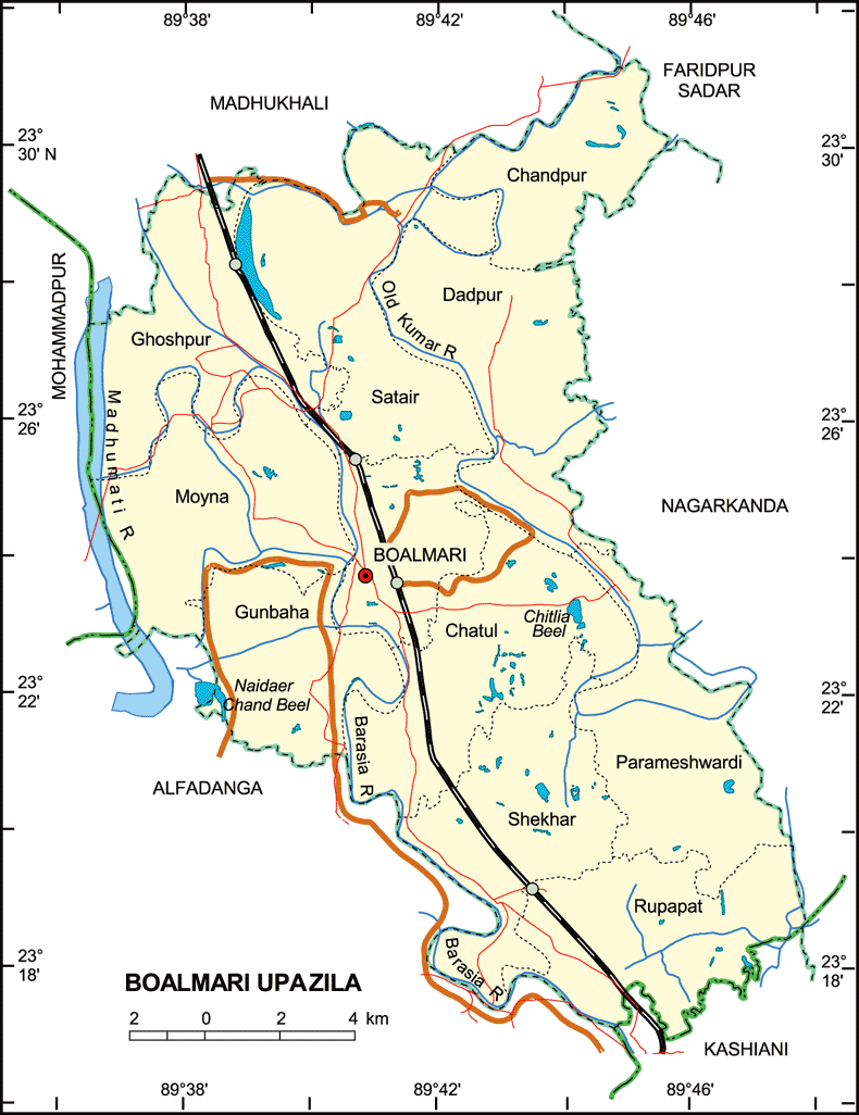Boalmari Upazila Map Faridpur District Bangladesh