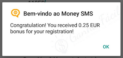 Bónus de registo money sms app bónus euro euros dinheiro ganhar ganha