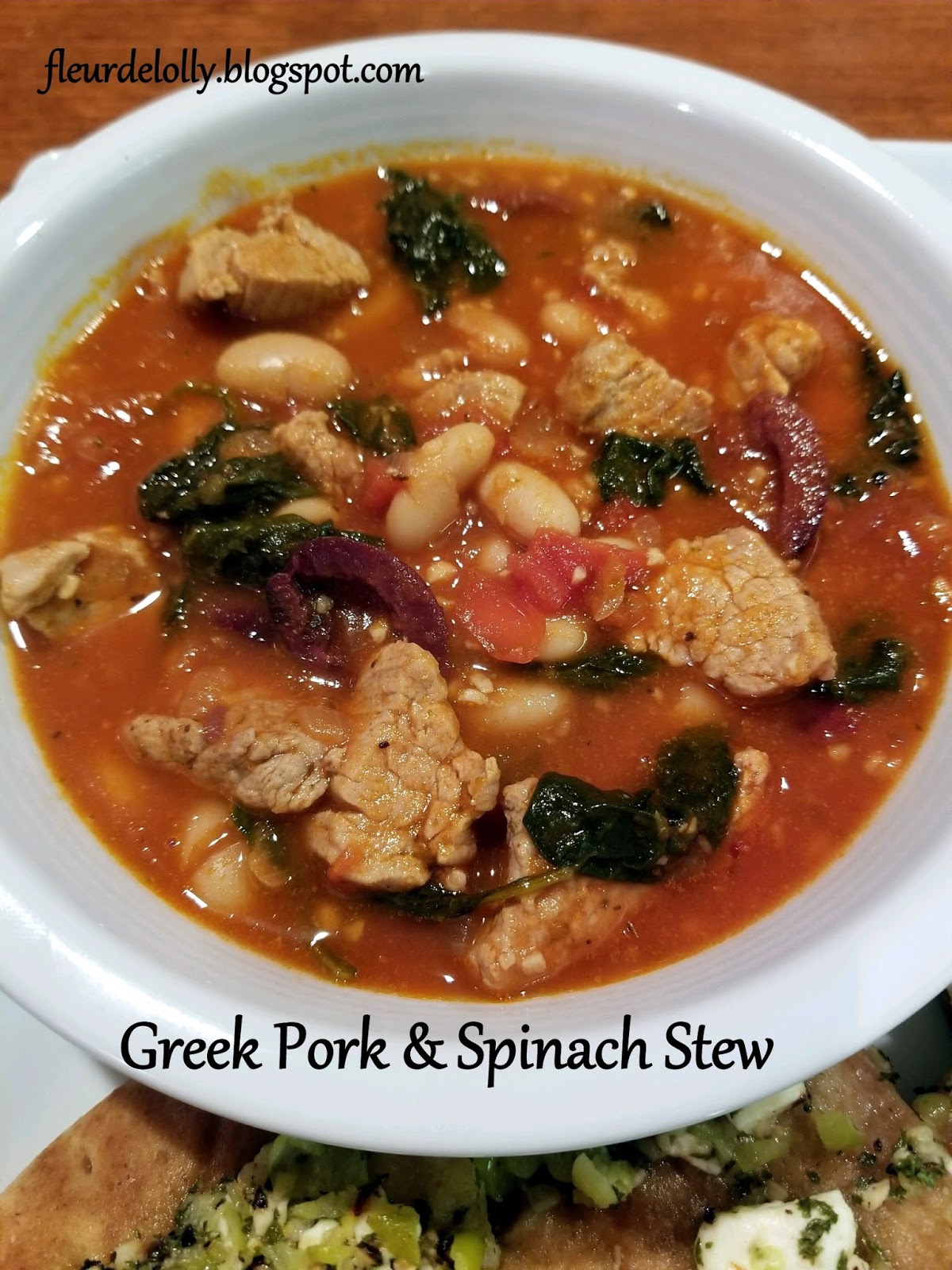 Fleur de Lolly Greek Pork and Spinach Stew with beans and olives