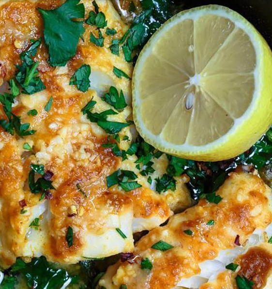 Greek-Style Baked Cod Recipe with Lemon and Garlic Greek-Style Baked Cod Recipe with Lemon and Garlic