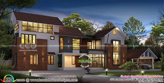 Modern sloping roof luxurious home with 5 bedrooms