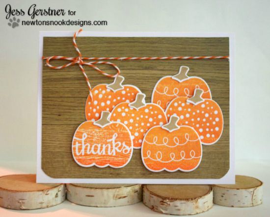 Pumpkin thanks card by Jess Gerstner | Pick-a-Pumpkin stamp set by Newton's Nook Designs #newtonsnook #pumpkin