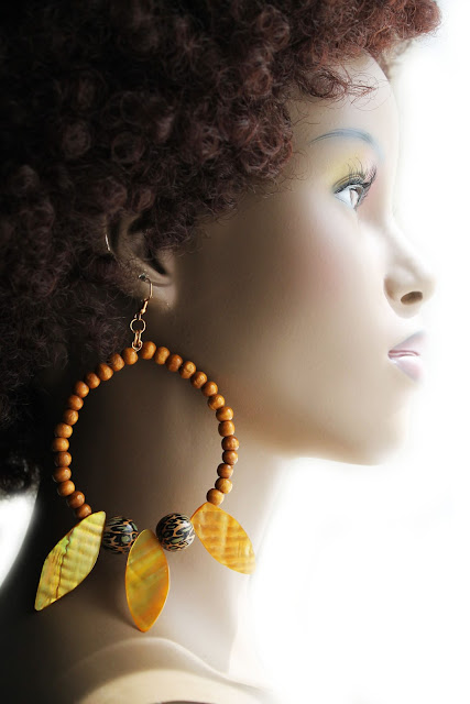 large african tribal beaded hoop earrings