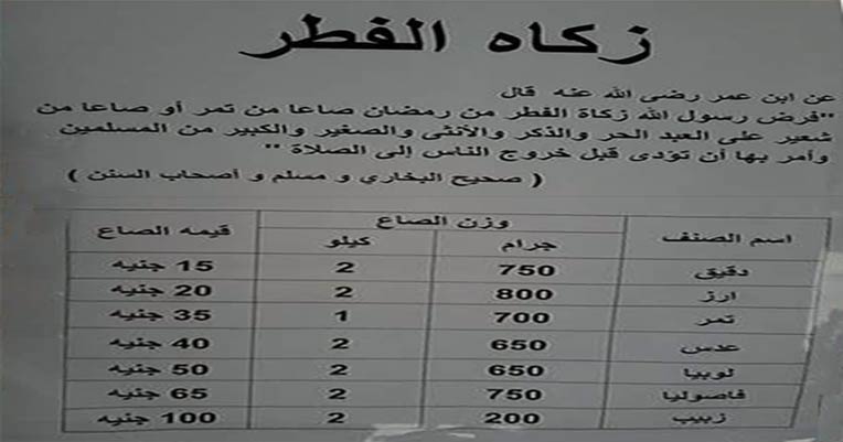 الأفتاء تحدد قيمة زكاة الفطر وموعد اخراجها وفتوي لأخراج الزكاة نقدا الأفتاء تحدد قيمة زكاة الفطر وموعد اخراجها وفتوي لأخراج الزكاة نقدا