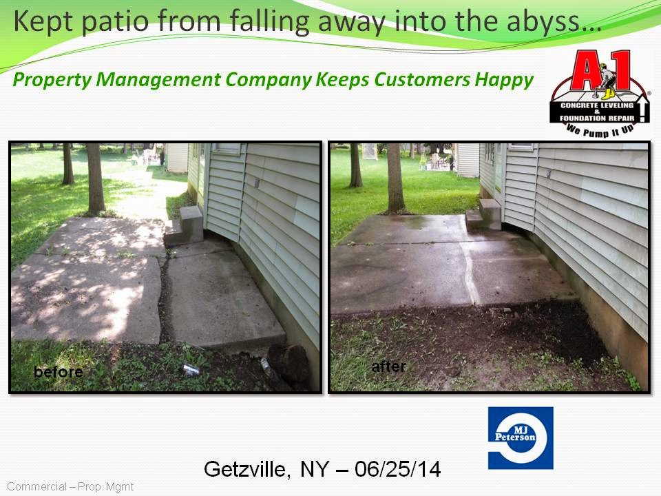 A1 Concrete Leveling A1 Concrete Leveling keeps a patio from falling away into the abyss…..