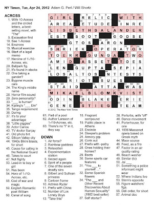 The New York Times Crossword in Gothic: 04.24.12 — The Girl with the Dragon Tattoo