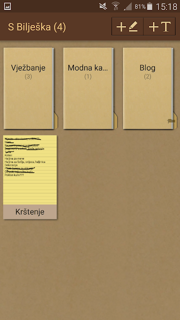 Android aplikacije na mobitelu - S Bilješka