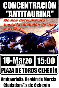 Crónica de la primera protesta Antitaurina en la historia de Cehegín: (18-3-2012)