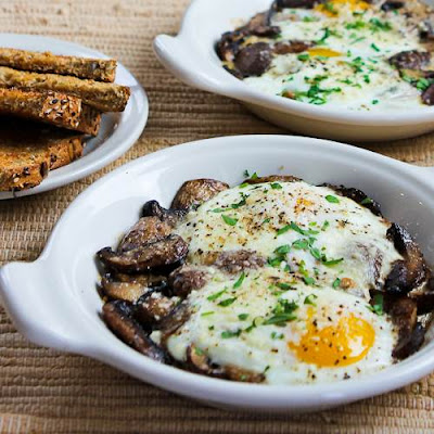 Recipe for Baked Eggs with Mushrooms and Parmesan