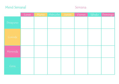 Imprimible Menú Semanal