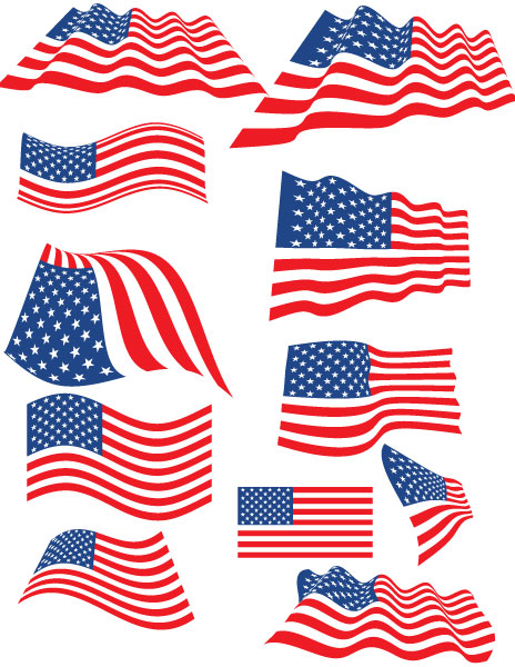 USA Vector Wavy Flags Free Set by Vectorportal.com ~ vector graphic
