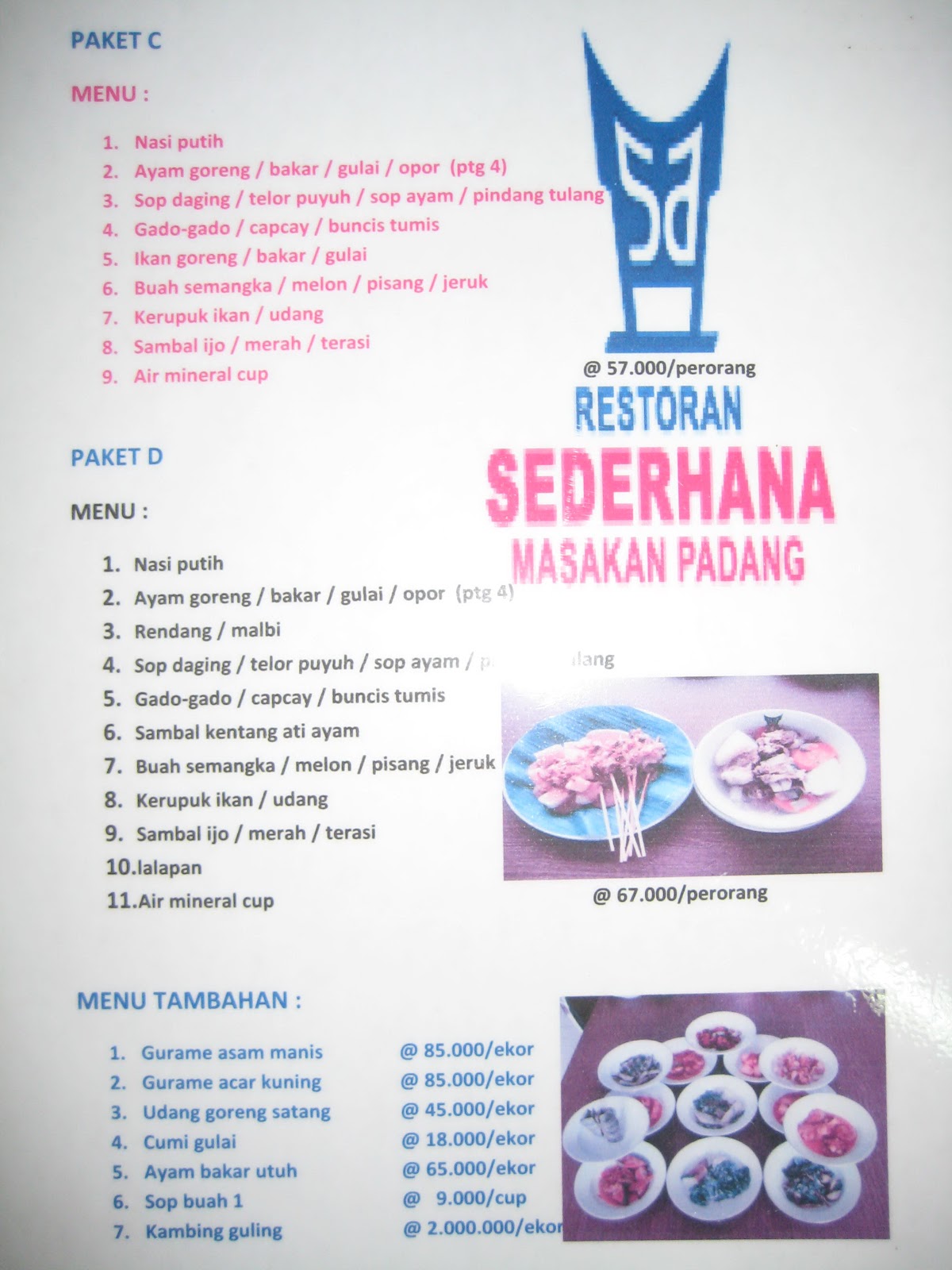 sederhanabetung: DAFTAR MENU