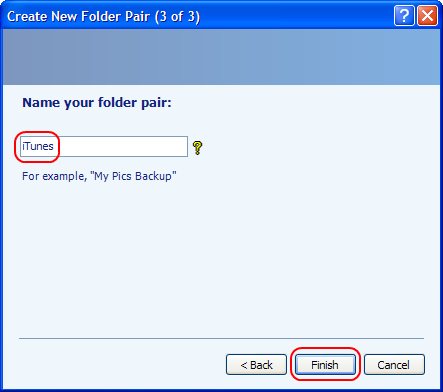 name your backup folder