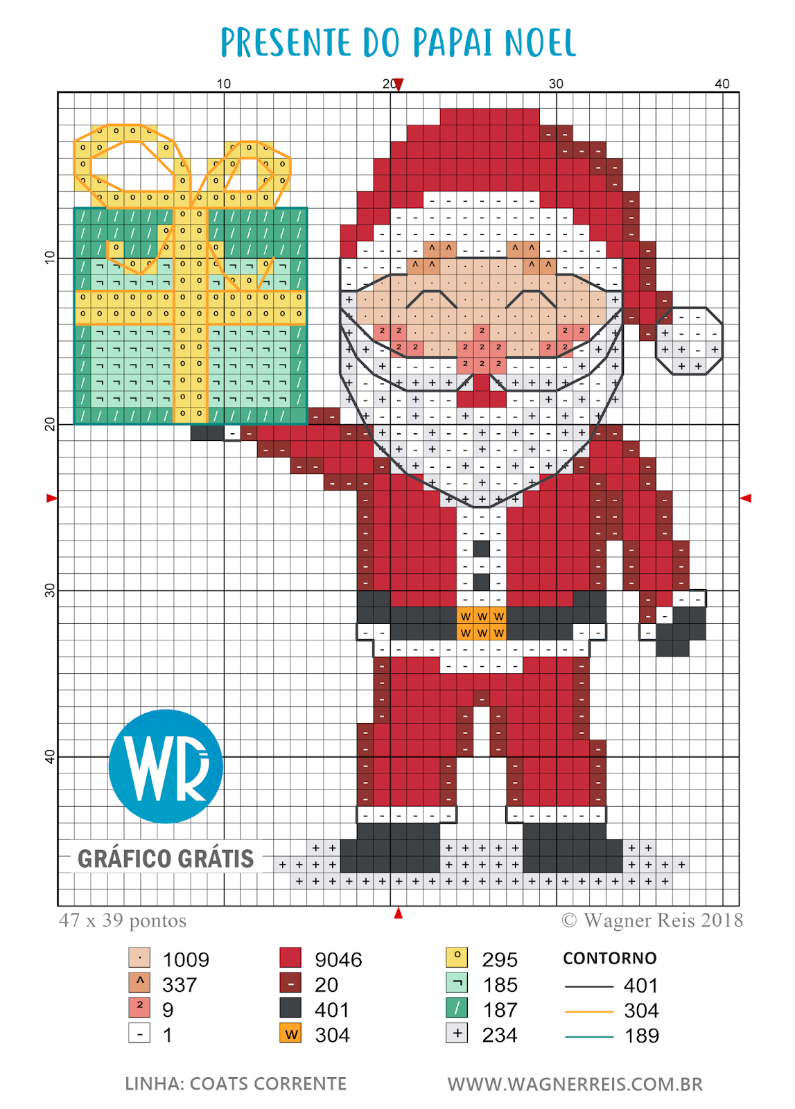 Gráfico de ponto cruz Papai Noel | Blog do Wagner Reis