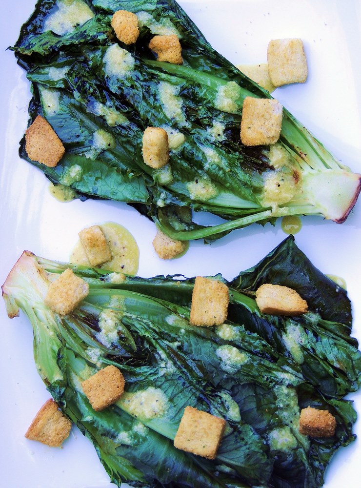 Grilled Baby Romaine Lettuce with Parmesan Vinaigrette from www.bobbiskozykitchen.com