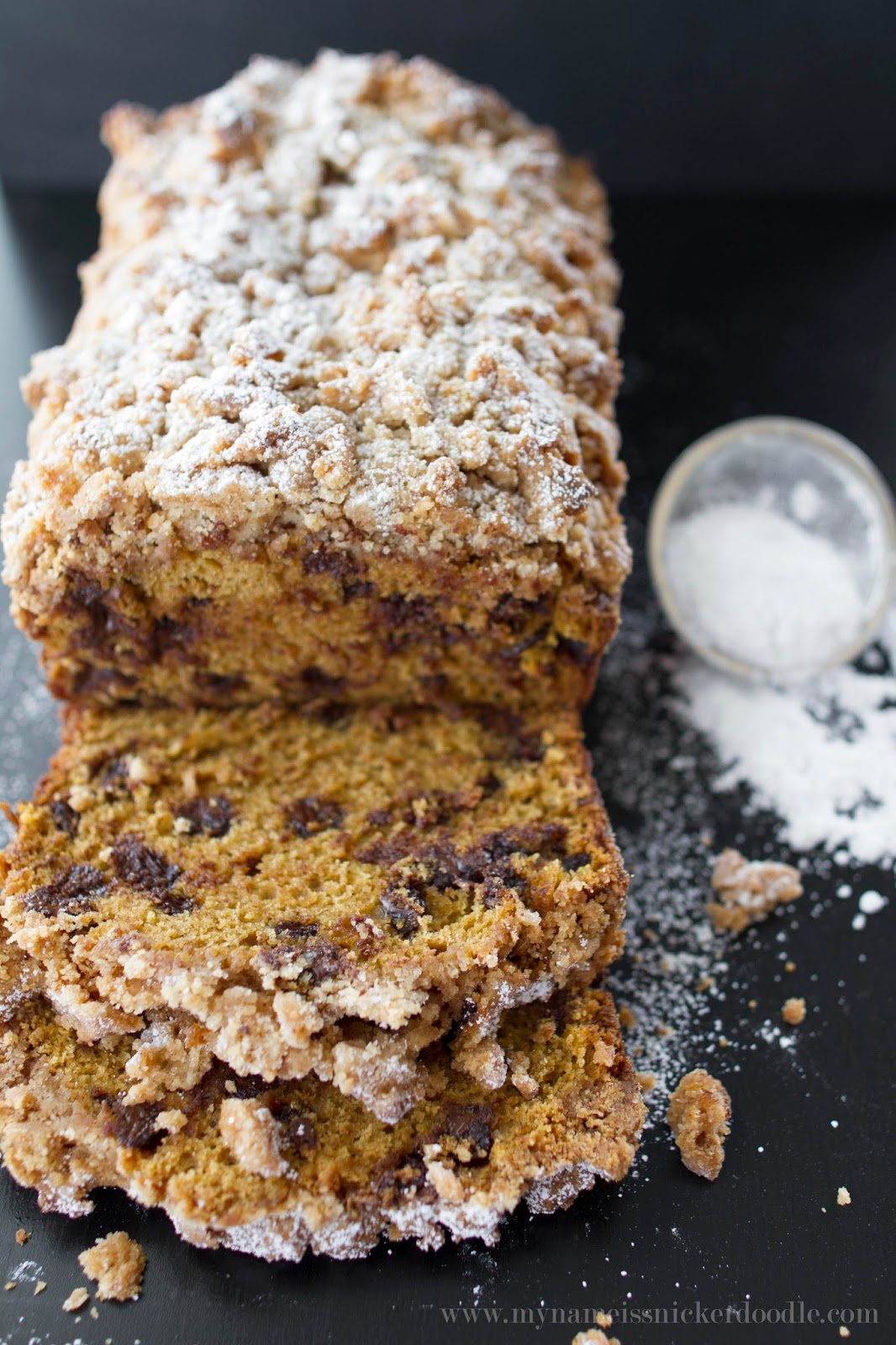 Yummy Pumpkin Chocolate Chip Bread with a Streusel Topping! | My Name Is Snickerdoodle