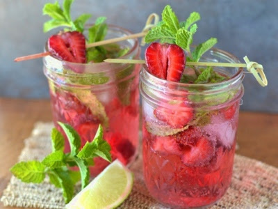 hình mojito mocktail dâu tây