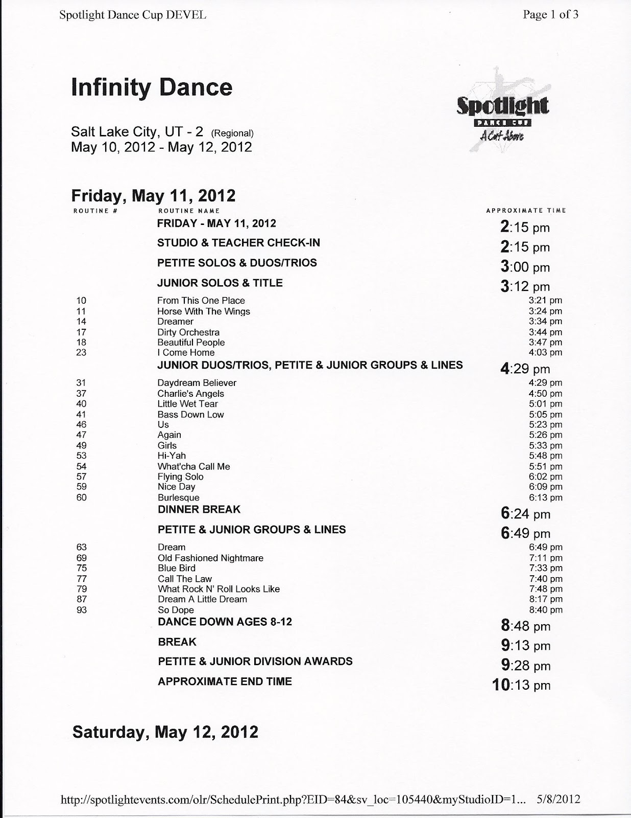 Spotlight Revised Schedule