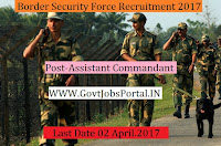 Border Security Force Recruitment 2017–Assistant Commandant