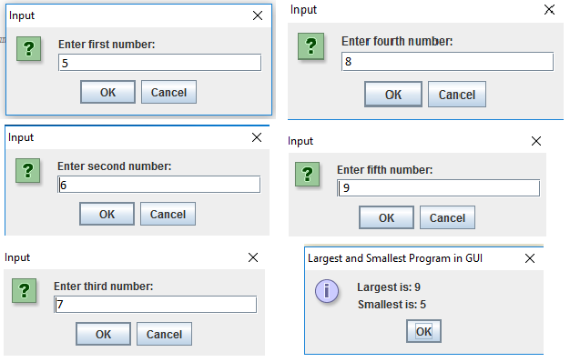 Program in Java that Display the Largest & Smallest Number