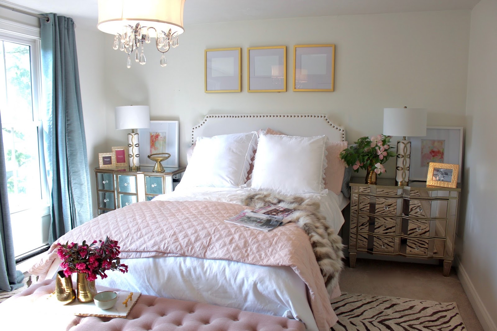  ROOM  REVEAL Pink  and Gold  Feminine Bedroom  My Guest Room  