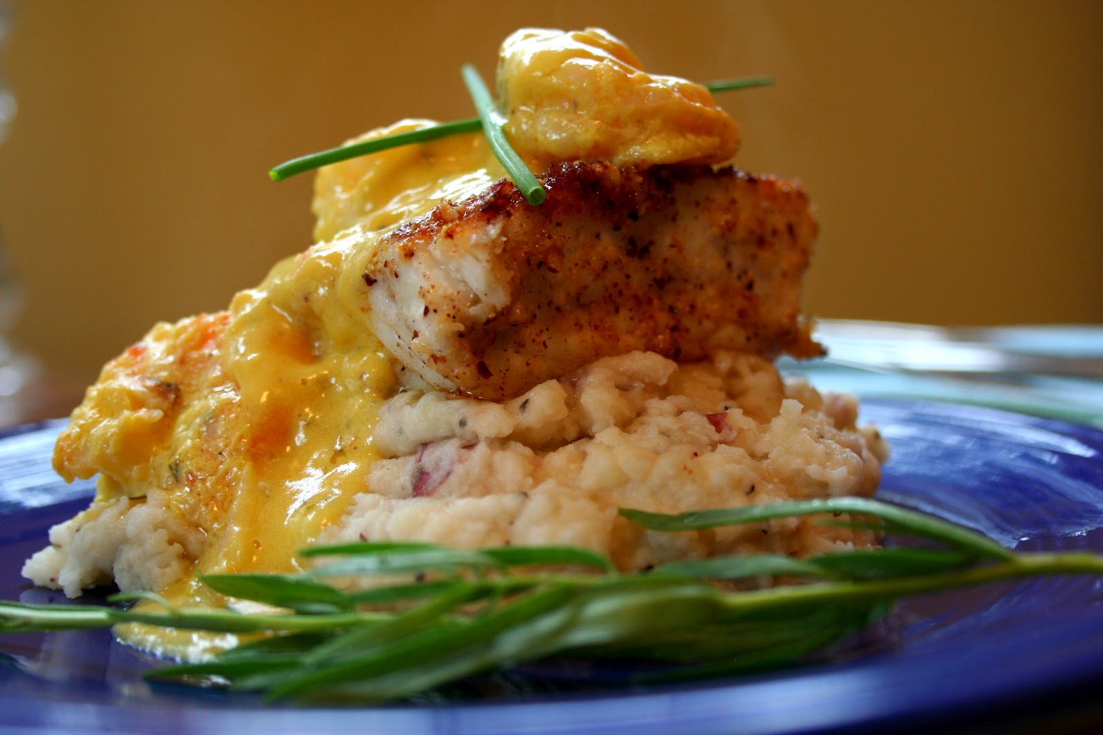 Cheers to Happy Hazelnut Crusted Halibut with Shrimp Bearnaise...