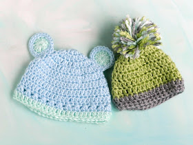 Baby Boy Hats: Crochet Bear and Pom- Grow Creative