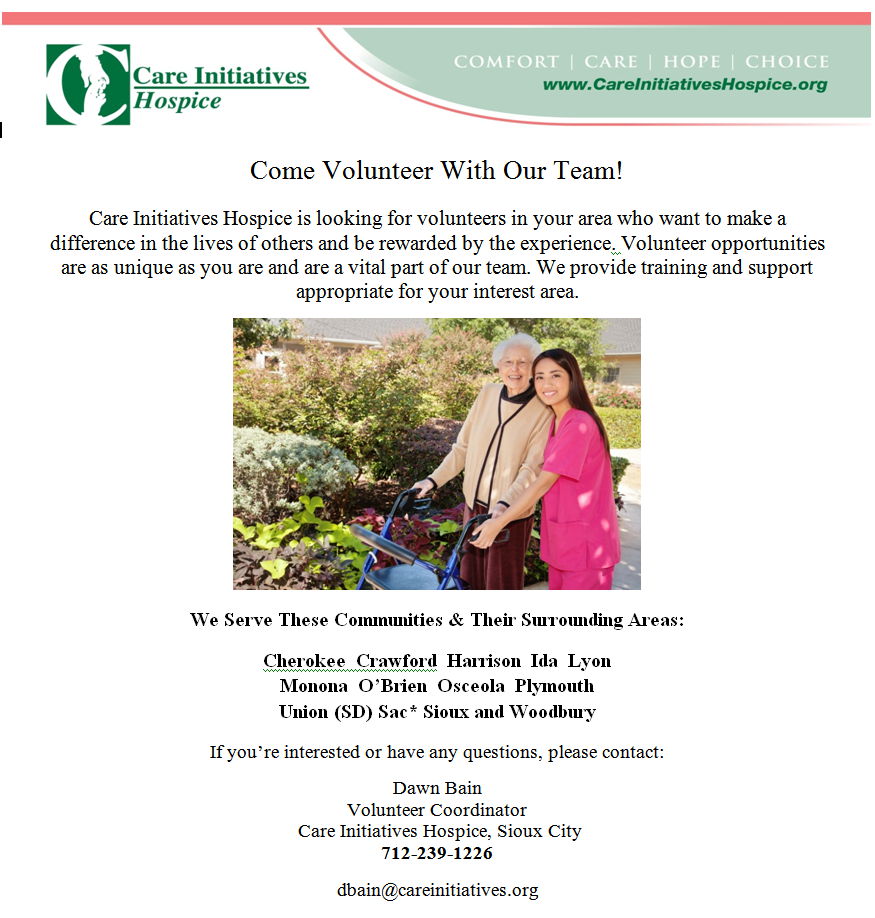 Odebolt News Volunteer with hospice