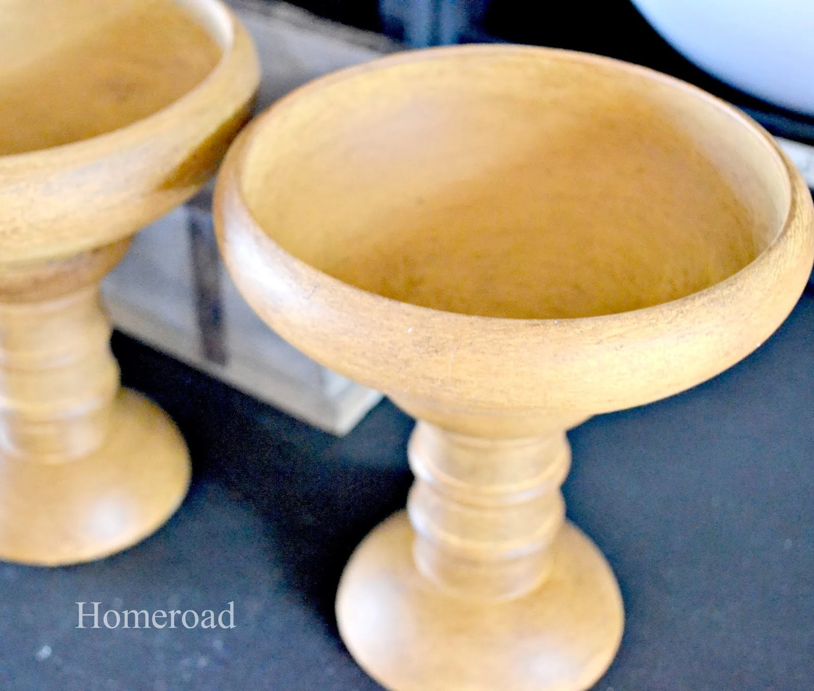 repurposed wooden pedestal bowls www.homeroad.net