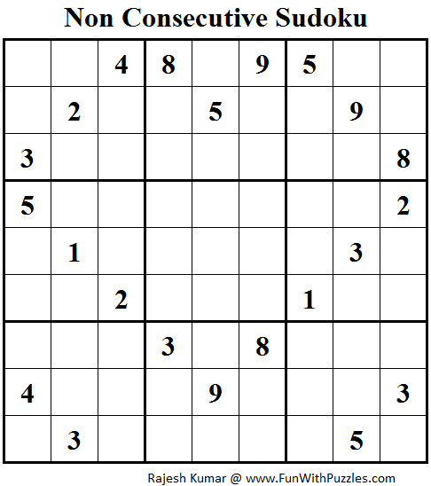 Non Consecutive Sudoku (Fun With Sudoku #77)