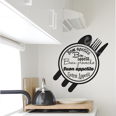 vinilo decorativo cocina buen provecho idiomas