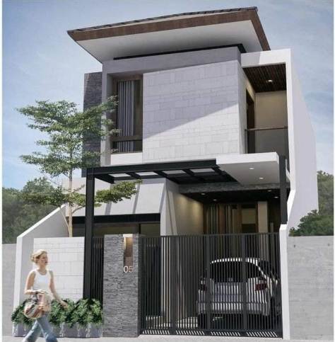 Bentuk Depan Rumah 2 Lantai Desain Minimalis Modern